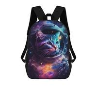 sinyumoney Cosmic Cat Astronaut Art Print-2 Mochila Escolar De 17 Pulgadas Para Adolescentes, Con Estampado 3D, Ajustable Y Con Bolsillos, Ideal Para Niños, Niñas Y Estudiantes.