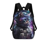 sinyumoney Cosmic Cat Astronaut Mochila Infantil De 17 Pulgadas, Mochila Escolar Con Estampado 3D De Dibujos Animados Para Niños Y Adolescentes.
