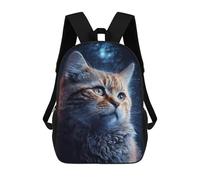 sinyumoney Cosmic Cat Gazing Mochilas De 17 Pulgadas Para Niños, Mochilas Escolares Impresas En 3D Para Estudiantes De Primaria Y Secundaria, Para Niños Y Niñas.