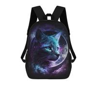 sinyumoney Cosmic Cat Moon Art Print Mochila Escolar Para Secundaria, Mochila Informal Para Niñas Y Adolescentes 17inch