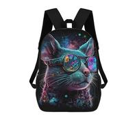 sinyumoney Cosmic Cat Sunglasses Art Print Mochila Escolar Secundaria Informal Para Viajes, Mochilas Para La Escuela Secundaria, Para Acampar, Aventuras Al Aire Libre Y Viajes Diarios 17inch