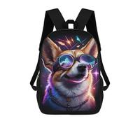 sinyumoney Cosmic Corgi Glasses-1 Mochila Escolar Infantil De 17 Pulgadas, Impresa En 3D, Estilo Casual, Para Niños, Ideal Para Viajes, Como Mochila Escolar O Para Llevar Libros.