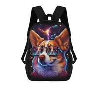 sinyumoney Cosmic Corgi Glasses Art Print Mochila Escolar Infantil De 17 Pulgadas, Mochila Escolar Impresa En 3D Para Niños De Primaria Y Secundaria