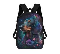 sinyumoney Cosmic Dachshund with Flowers Mochilas Infantiles Impresas En 3D De 17 Pulgadas. Mochila Escolar Informal Impresa En 3D Para Niños De Primaria Y Secundaria.