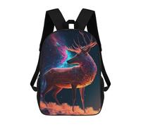 sinyumoney Cosmic Deer Mochila Infantil De 17 Pulgadas, Mochila Escolar Con Estampado 3D De Dibujos Animados Para Niños Y Adolescentes.