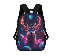 sinyumoney Cosmic Deer Neon Space Planets Mochila Escolar Infantil Impresa En 3D 17inch Mochilas Escolares Para Niños, Estilo Casual Y Moderno, Mochilas De Viaje De Alta Capacidad