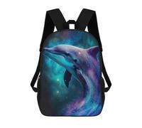sinyumoney Cosmic Dolphin Art Print-1 Mochila Escolar Infantil De 17 Pulgadas, Impresa En 3D, Estilo Casual, Para Niños, Ideal Para Viajes, Como Mochila Escolar O Para Llevar Libros.