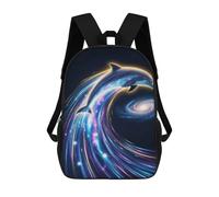 sinyumoney Cosmic Dolphin Wave Mochila Escolar, Mochila Para Portátil, Mochila Para Niños/niñas/adolescentes 17inch