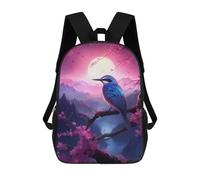 Sinyumoney Cosmic Fox Spirit Mochila Escolar Impreso 3D para Niños Y Niñas Mochila Portátil Para Niños Estudiantes/Adultos, Blue Bird In Cherry Blosso, 17"