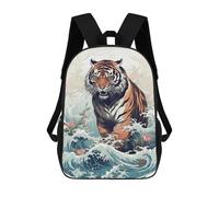 Sinyumoney Cosmic Fox Spirit Mochila Escolar Impreso 3D para Niños Y Niñas Mochila Portátil Para Niños Estudiantes/Adultos, Lion In The Great Wave, 17"