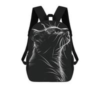 Sinyumoney Cosmic Fox Spirit Mochila Escolar Impreso 3D para Niños Y Niñas Mochila Portátil Para Niños Estudiantes/Adultos, Black Cat Light, 17"