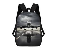 Sinyumoney Cosmic Fox Spirit Mochila Escolar Impreso 3D para Niños Y Niñas Mochila Portátil Para Niños Estudiantes/Adultos, Airliner Take Off Rainy, 17"