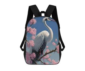 Sinyumoney Cosmic Fox Spirit Mochila Escolar Impreso 3D para Niños Y Niñas Mochila Portátil Para Niños Estudiantes/Adultos, Crane Sakura Flowers Japan, 17"