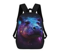 sinyumoney Cosmic Hippo Portrait-9 Mochila Infantil De 17 Pulgadas, Mochila Escolar Con Estampado 3D De Dibujos Animados Para Niños Y Adolescentes.