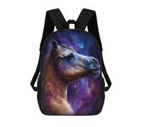 sinyumoney Cosmic Horse Portrait Mochila Infantil De 17 Pulgadas, Mochila Escolar Con Estampado 3D De Dibujos Animados Para Niños Y Adolescentes.