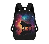 sinyumoney Cosmic Lion Reflection Art Print Mochila Escolar De 17 Pulgadas Para Adolescentes, Con Estampado 3D, Ajustable Y Con Bolsillos, Ideal Para Niños, Niñas Y Estudiantes.