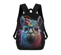 sinyumoney Cosmic Llama Glasses Art Print-1 Mochila Infantil De 17 Pulgadas, Mochila Escolar Con Estampado 3D De Dibujos Animados Para Niños Y Adolescentes.