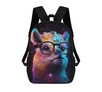 sinyumoney Cosmic Llama Glasses Art Print Mochila Escolar, De Negocios, Para Portátil, Unisex, Informal, Para Adolescentes, Chicas, Chicos, Mujeres Y Hombres 17inch