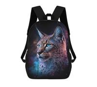 sinyumoney Cosmic Lynx Portrait-1 Mochila Escolar Infantil De 17 Pulgadas, Impresa En 3D, Estilo Casual, Para Niños, Ideal Para Viajes, Como Mochila Escolar O Para Llevar Libros.