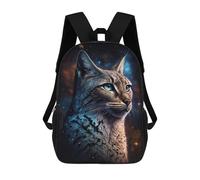 sinyumoney Cosmic Lynx Portrait-10 Mochila Escolar Infantil Impresa En 3D 17inch Mochilas De Moda Para Niños De Primaria Y Secundaria