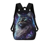 sinyumoney Cosmic Maine Coon Cat Mochila Escolar Infantil De 17 Pulgadas, Impresa En 3D, Estilo Casual, Para Niños, Ideal Para Viajes, Como Mochila Escolar O Para Llevar Libros.