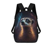 sinyumoney Cosmic Meerkat Portrait-4 Mochila Escolar Impresa En 3D 17inch Mochila Escolar Infantil Mochilas De Viaje Mochila Informal De Moda Para Niños Y Estudiantes