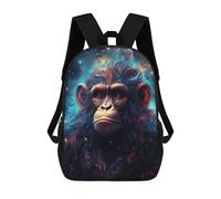 sinyumoney Cosmic Monkey Portrait Mochila Escolar Infantil Con Impresión 3D, Mochila Escolar Informal Para Niños De Primaria Y Secundaria 17inch