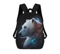 sinyumoney Cosmic Polar Bear Profile Mochila Escolar Informal Para El Día A Día, Para La Escuela, El Trabajo Y Los Viajes Para Hombres, Mujeres Y Adolescentes. 17inch