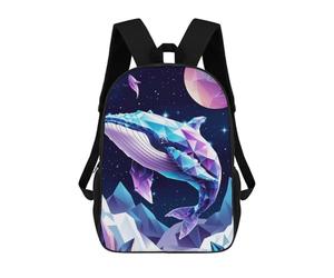 sinyumoney Cosmic Polygon Whale Mochilas Impresas En 3D 17inch Mochila Escolar Infantil Para Exteriores, Mochila Informal De Día, Bolsas De Viaje Informales Para Estudiantes De Secundaria