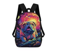 sinyumoney Cosmic Pug Adventure Mochila Escolar Infantil Impresa En 3D 17inch Mochilas De Moda Para Niños De Primaria Y Secundaria