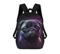 sinyumoney Cosmic Pug Portrait 17inch Mochilas Escolares Impresas En 3D, Mochilas Escolares De Moda Para Niños De Primaria Y Secundaria