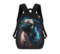 sinyumoney Cosmic Pug Portrait-7 Mochila Escolar Infantil Impresa En 3D 17inch Mochilas De Moda Para Niños De Primaria Y Secundaria