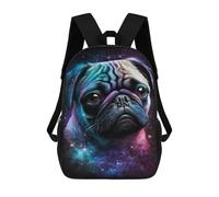sinyumoney Cosmic Pug Portrait Print-2 Mochila Escolar De 17 Pulgadas Para Adolescentes, Con Estampado 3D, Ajustable Y Con Bolsillos, Ideal Para Niños, Niñas Y Estudiantes.