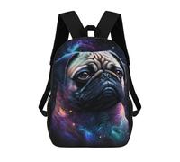 sinyumoney Cosmic Pug Portrait Print-6 Mochila Escolar Infantil De 17 Pulgadas, Impresa En 3D, Estilo Casual, Para Niños, Ideal Para Viajes, Como Mochila Escolar O Para Llevar Libros.