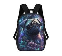 sinyumoney Cosmic Pug with Flowers-1 Mochilas Impresas En 3D Para Niños 17inch Mochilas De Moda Informales Para El Día A Día, Bolsas De Viaje, Mochilas Informales Para Exteriores Para Niños Y Niñas