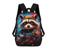 sinyumoney Cosmic Raccoon Adventure Gear-1 Mochila Escolar Infantil De 17 Pulgadas, Mochila Escolar Impresa En 3D Para Niños De Primaria Y Secundaria