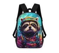 sinyumoney Cosmic Raccoon Explorer-3 Mochila Escolar Infantil De 17 Pulgadas, Impresa En 3D, Estilo Casual, Para Niños, Ideal Para Viajes, Como Mochila Escolar O Para Llevar Libros.