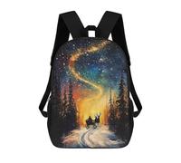 sinyumoney Cosmic Winter Journey Sleigh Ride Under The Celestial Swirl Mochila Grande Escolar Para Niños - Perfecta Para Viajes, Trabajo Y Uso Diario 17inch
