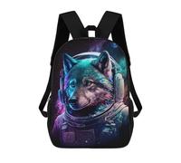 sinyumoney Cosmic Wolf Astronaut Art Print-6 Mochila Escolar Informal Para El Día A Día, Para La Escuela, El Trabajo Y Los Viajes Para Hombres, Mujeres Y Adolescentes. 17inch