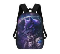 sinyumoney Cosmic Wolf Astronaut Art Print Mochila Escolar, Mochila Para Portátil, Mochila Para Niños/niñas/adolescentes 17inch