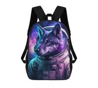 sinyumoney Cosmic Wolf Astronaut Mochila Escolar Informal Para El Día A Día, Para La Escuela, El Trabajo Y Los Viajes Para Hombres, Mujeres Y Adolescentes. 17inch