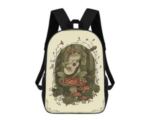 sinyumoney Cottagecore Frog Musician Mochila Escolar Para La Escuela Secundaria, Preparatoria, Universidad, Viajes Para Niñas, Niños Y Adolescentes 17inch