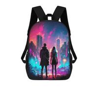 sinyumoney Couple Night Street Mochila Escolar Infantil Impresa En 3D 17inch Mochilas Escolares Para Niños, Estilo Casual Y Moderno, Mochilas De Viaje De Alta Capacidad
