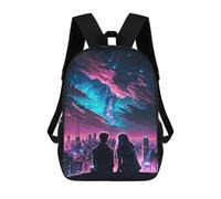 sinyumoney Couple Silhouettes Night Cityscape Mochila Escolar, Mochila Informal, Mochila De Día, Mochila Escolar, De Trabajo, De Viaje Para Niñas, Adolescentes 17inch