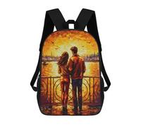 sinyumoney Couple Sunset Cityscape Mochila Escolar De Moda, Mochila De Papelería Impermeable, Mochilas Informales Para Adolescentes, Niños, Mujeres Y Hombres 17inch