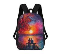 sinyumoney Couple Sunset Painting Mochila Infantil Con Impresión 3D, Mochila Escolar Para Niños, Mochila Informal Divertida Para Niños Y Adolescentes 17inch