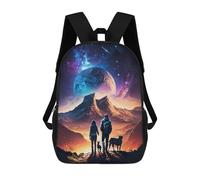 sinyumoney Couple With Dogs Adventure Mochila Escolar Para Niños De 17 Pulgadas, Mochila Informal De Viaje Para Niños Y Niñas, Mochila De Gran Capacidad Para El Día A Día 17inch