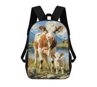 sinyumoney Cow And Calf by The River Mochila Escolar Infantil Impresa En 3D, Mochila Informal De Moda Para Niños, Mochila De Viaje De Alta Capacidad Para Libros Para Niños 17inch