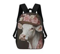 sinyumoney Cow in A Floral Hat Mochila, Mochila Infantil, Mochila Escolar Para Estudiantes, Mochila Para Libros, Mochila Escolar Impresa En 3D Para Niños Y Niñas 17inch