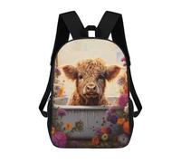 sinyumoney Cow in Bathtub with Flowers Mochila De Negocios Para Portátil, Mochila Unisex Informal Para Niñas, Niños Y Adolescentes 17inch
